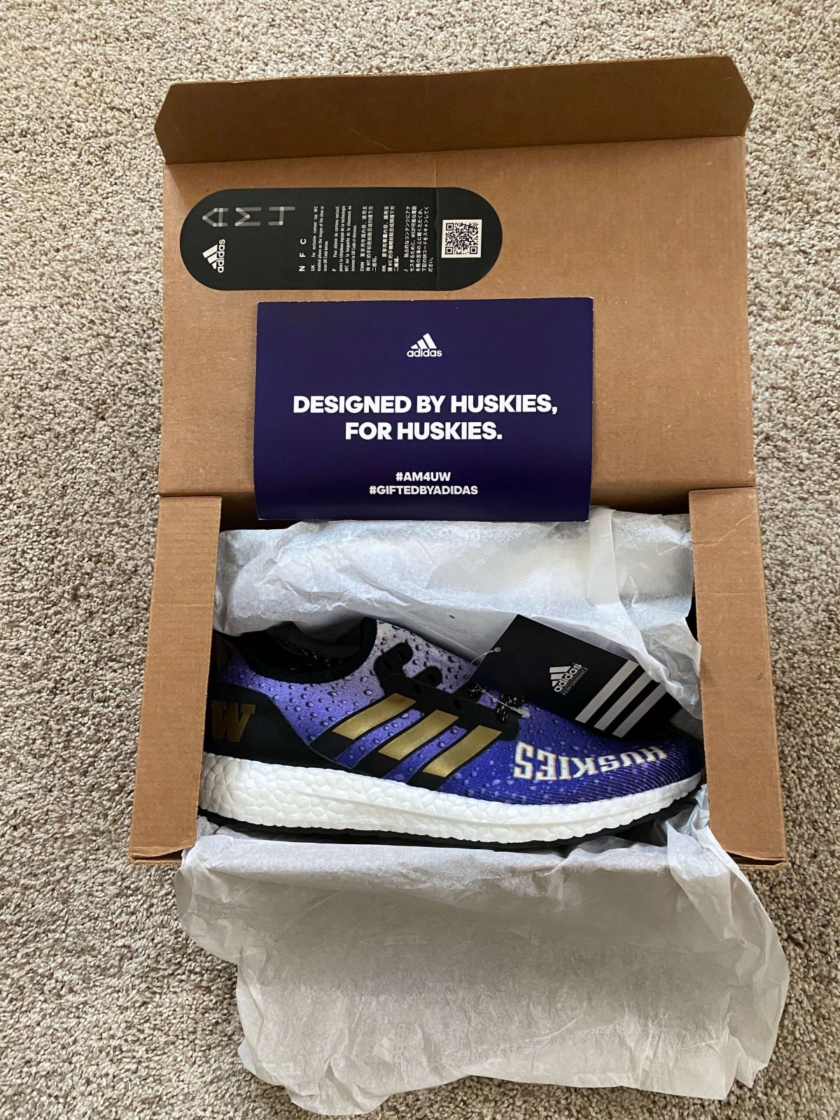 Limited Special Edition UW Football Adidas Running Shoes : NARP Clothing